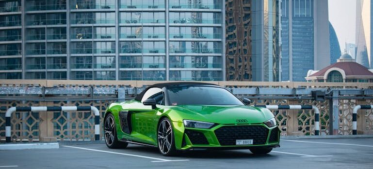 green Audi R8 in Dubai