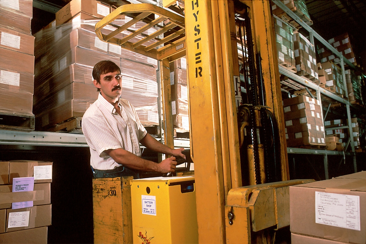 a man in a storage unit