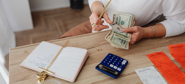 a person calculating