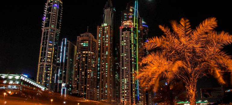 Dubai Marina towers during evening relocation