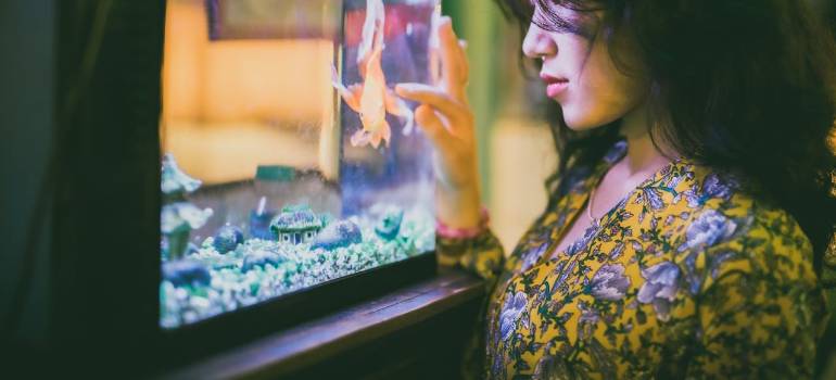 a girl thinking about aquarium handling questions to ask your Dubai moving company