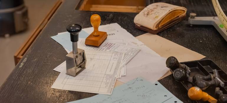 Moving permit paperwork with official stamps